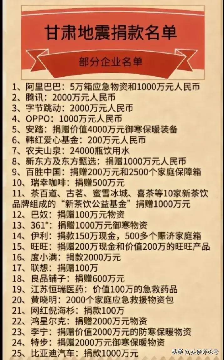 向甘肃地震捐款的社会各界，致敬，这些太让人敬佩了！