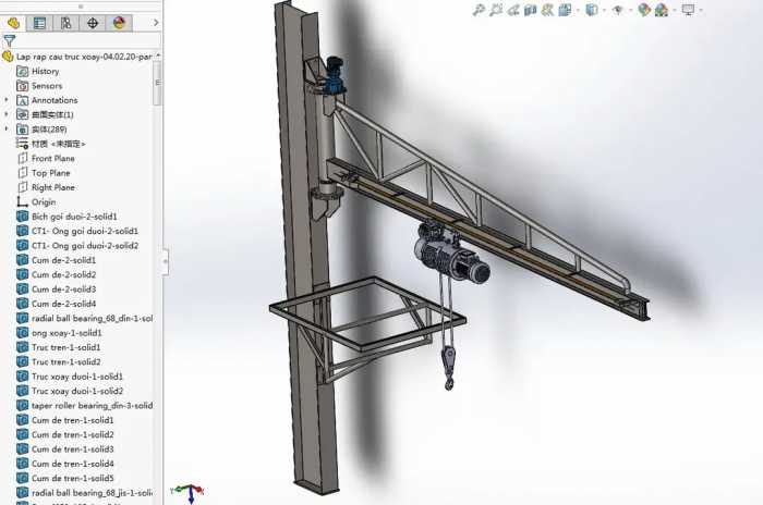 jib-crane臂式起重机吊机3D图纸 Solidworks设计 附STEP