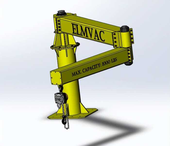 Articulating Jib Crane接式起重臂起重机3D图纸 Solidworks设计