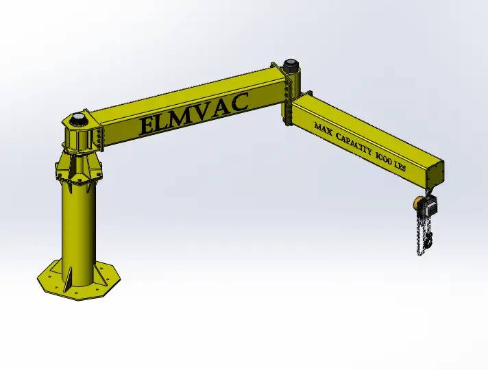 Articulating Jib Crane接式起重臂起重机3D图纸 Solidworks设计