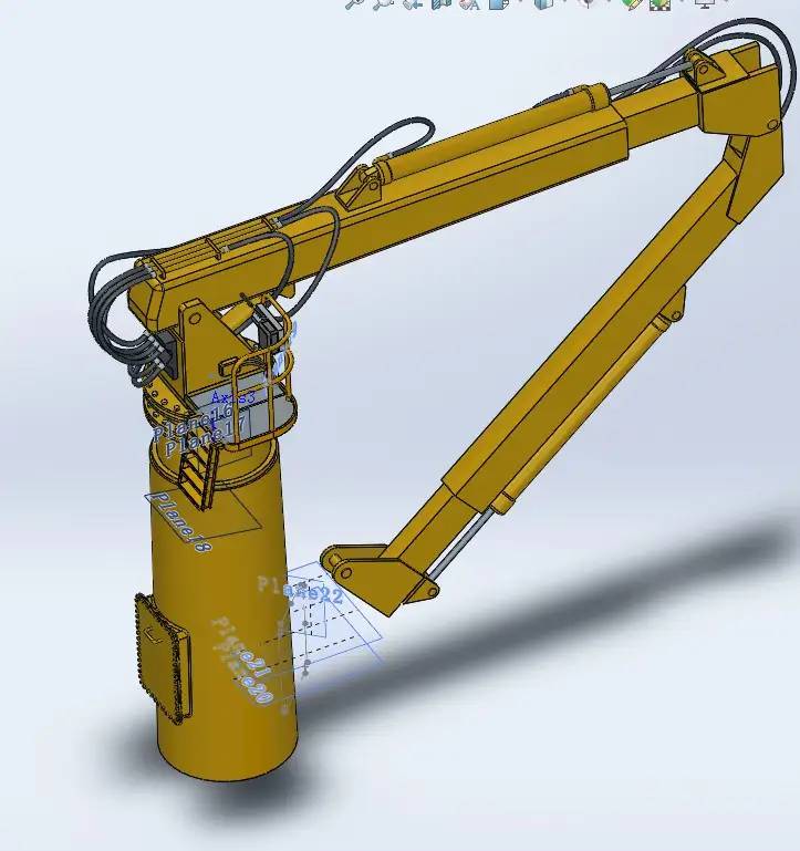 拖船船舶起重机吊机3D图纸 Solidworks设计 附STP