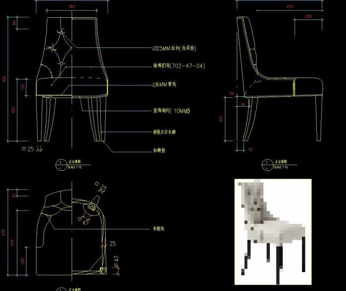 现代轻奢欧式家具cad施工图餐桌床椅子柜子沙发CAD三视图室内设计