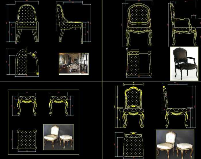 现代轻奢欧式家具cad施工图餐桌床椅子柜子沙发CAD三视图室内设计