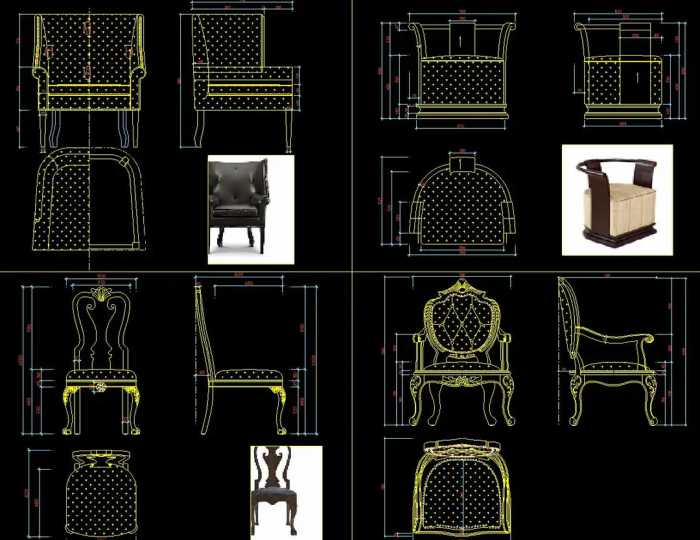 现代轻奢欧式家具cad施工图餐桌床椅子柜子沙发CAD三视图室内设计