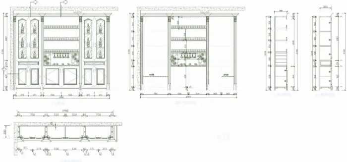 《超全酒柜CAD设计模块》丨吧台家装酒柜丨欧式美式实木 板式