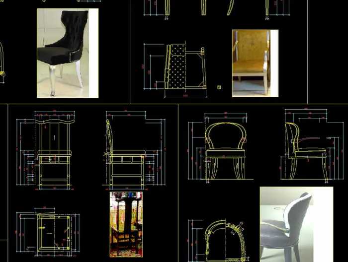 现代轻奢欧式家具cad施工图餐桌床椅子柜子沙发CAD三视图室内设计