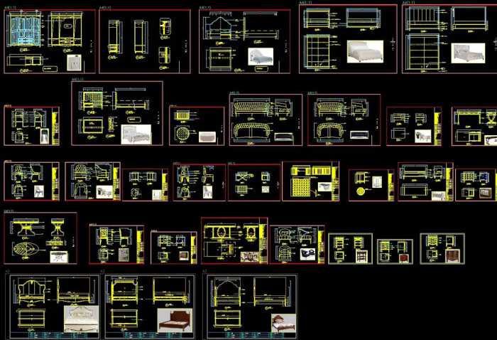 现代轻奢欧式家具cad施工图餐桌床椅子柜子沙发CAD三视图室内设计