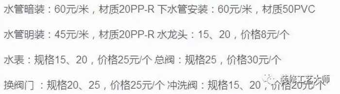 2019年上半年水电安装价格表出炉！附：材料及人工清单表！